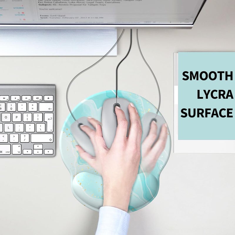 eulps Mouse Pad with Wrist Rest, Comfortable Computer Mousepad with Gel Wrist Support Smooth Surface and Non-Slip PU Base for Pain Relief, Laptop, Office & Home (ICY Blue) - Image 5